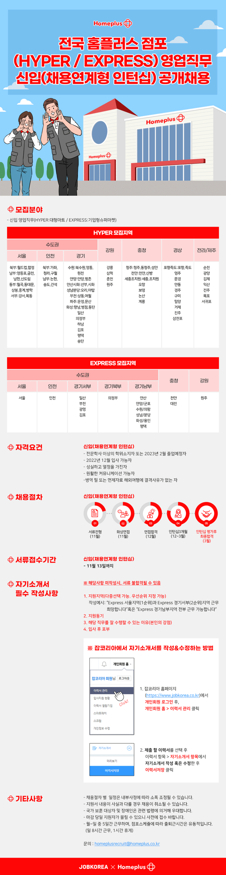 [구인]2022년 전국 홈플러스 매장 신입 (채용연계형 인턴십) 안내