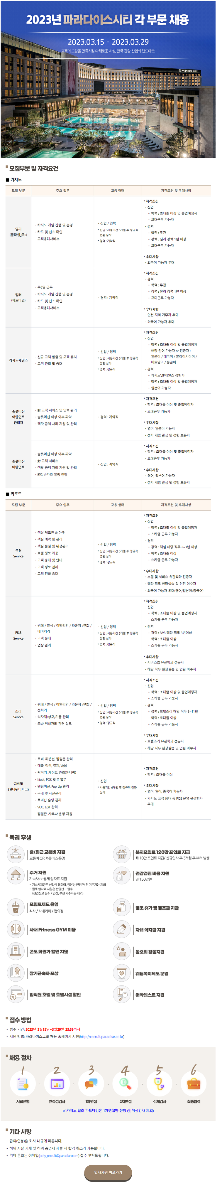 파라다이스시티 채용의 건