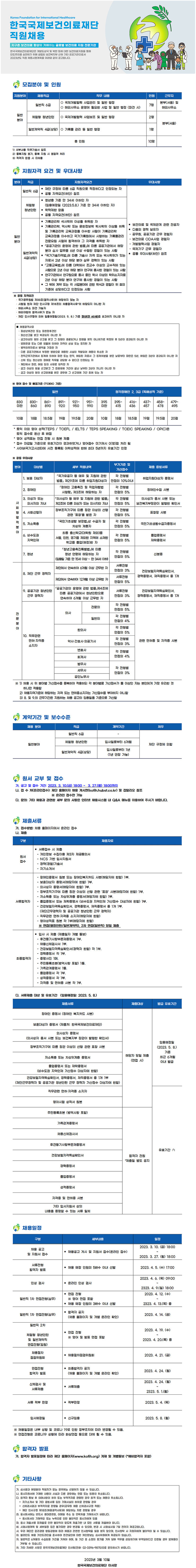 한국국제보건의료재단 직원채용