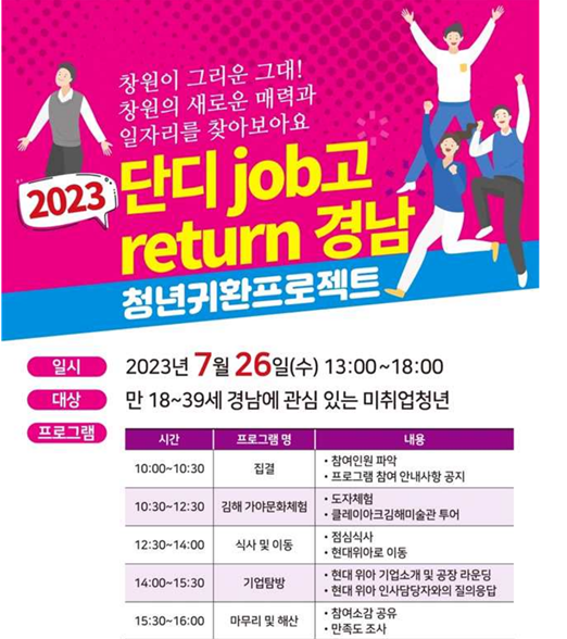 단디 job고 경남 청년귀환프로젝트』 프로그램 참여 안내